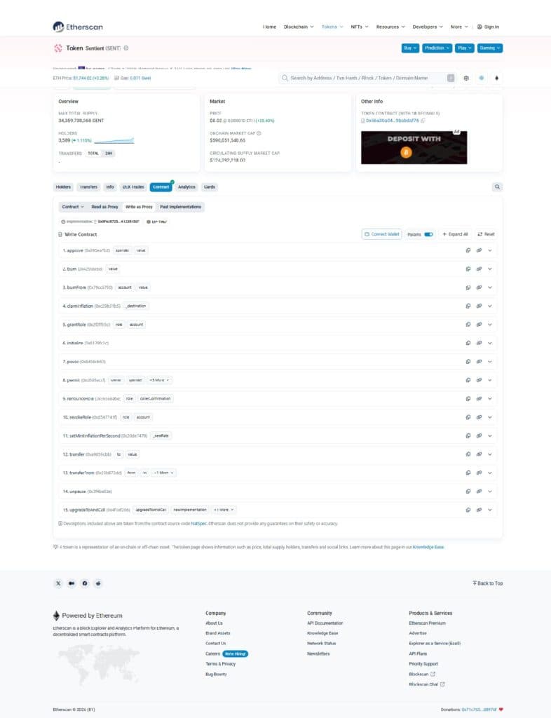 SENT write contract functions