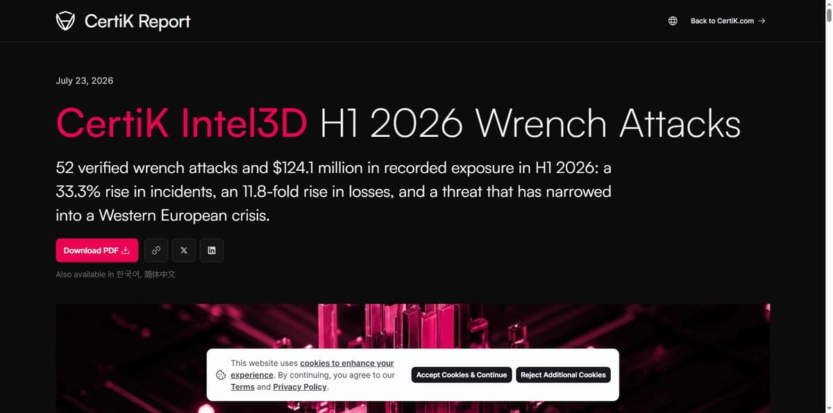 CertiK's own H1 2026 Wrench Attacks report summary