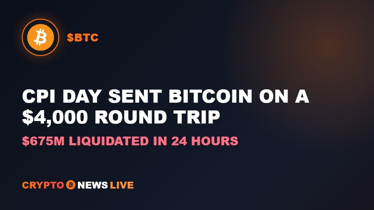 Bitcoin's CPI-Day Whipsaw Liquidated $675 Million and Ended Almost Exactly Where It Started