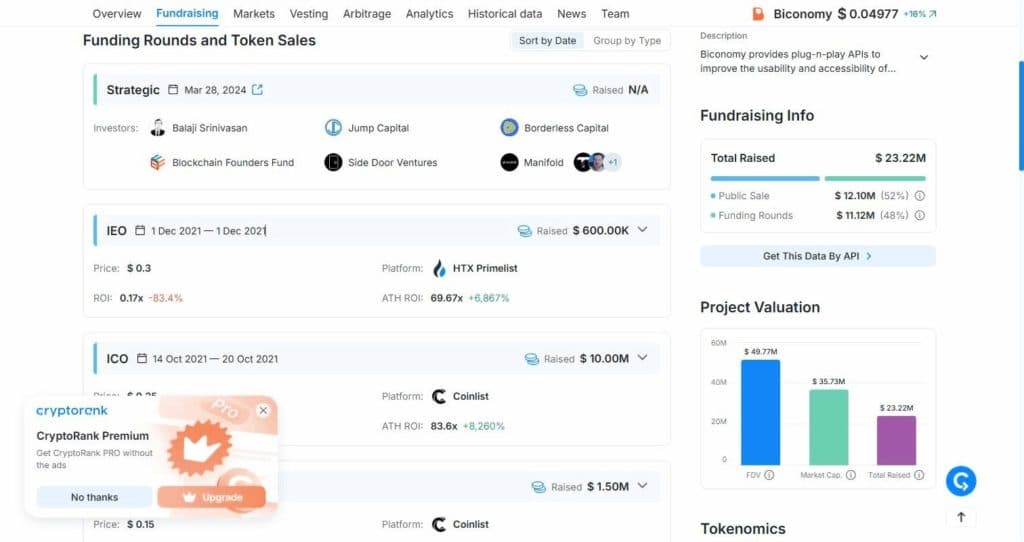 CryptoRank Fundraising