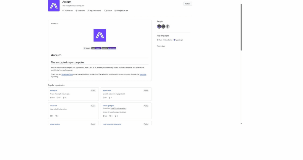 GitHub arcium-hq organization page