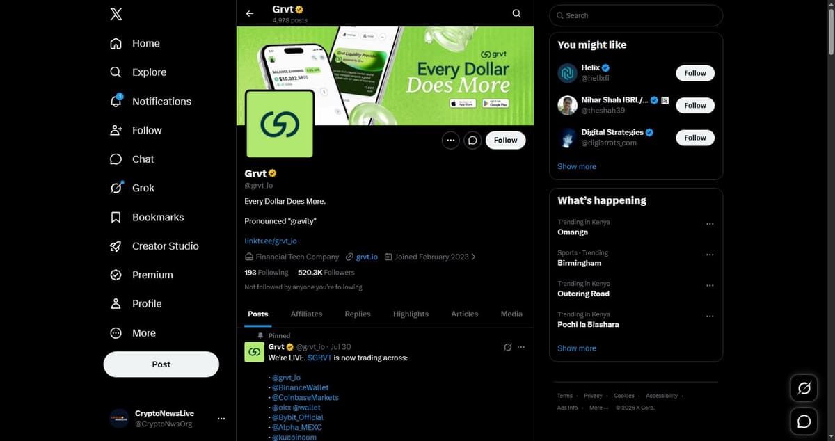Grvt official X post confirming simultaneous nine-exchange TGE listing