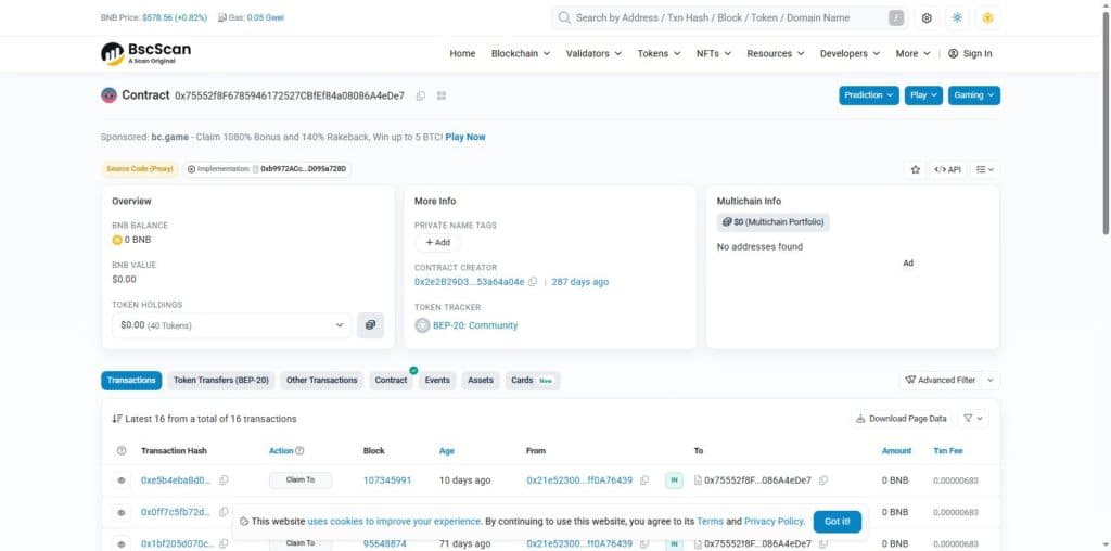 BEAT largest holder is a claims contract