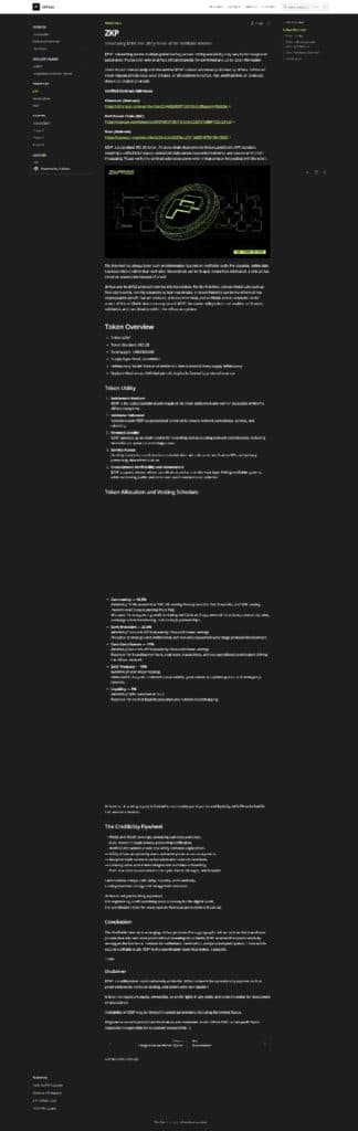zkPass documentation tokenomics page showing token allocation of Community 48.5 percent Early Investors 22.5 percent Core Contributors 14 percent DAO Treasury 10 percent and Liquidity 5 percent with vesting schedules for each