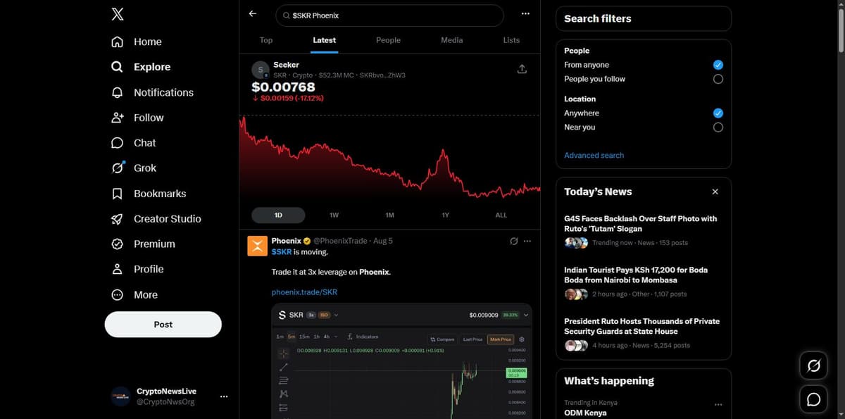 Phoenix Trade X post announcing 3x leverage on SKR