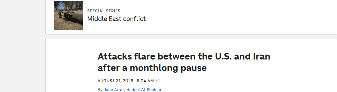 NPR report on US and Iran military strikes near the Strait of Hormuz