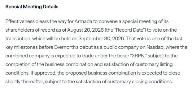 Evernorth press release describing the September 30 special meeting